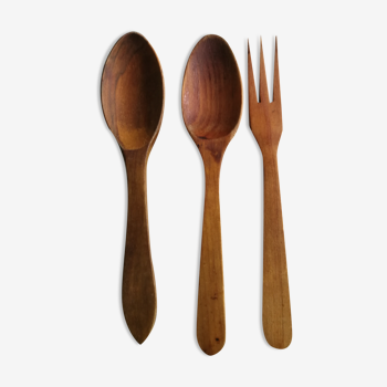 Trio of vintage wooden cutlery