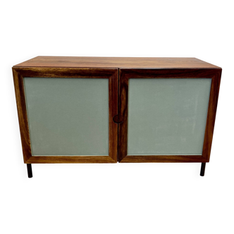 Commode palissandre et métal design 1950.