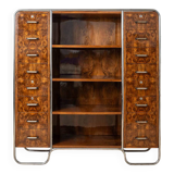 Bibliothèque Bauhaus, base en acier tubulaire, placage de noyer, années 1930