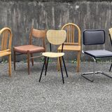 Set of 6 mismatched vintage chairs