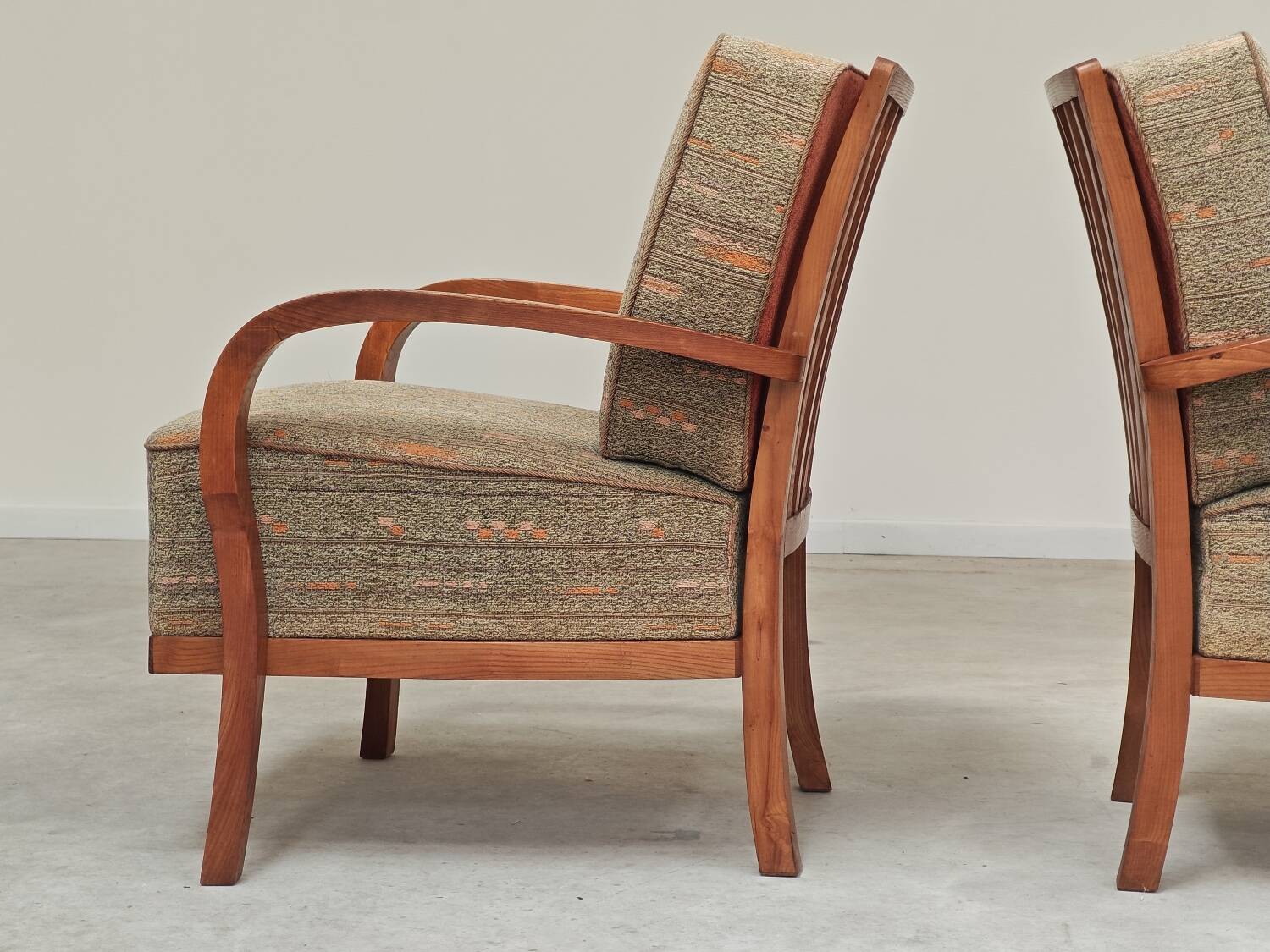 Pair of Krasna Jizba Art Deco solid wood armchairs