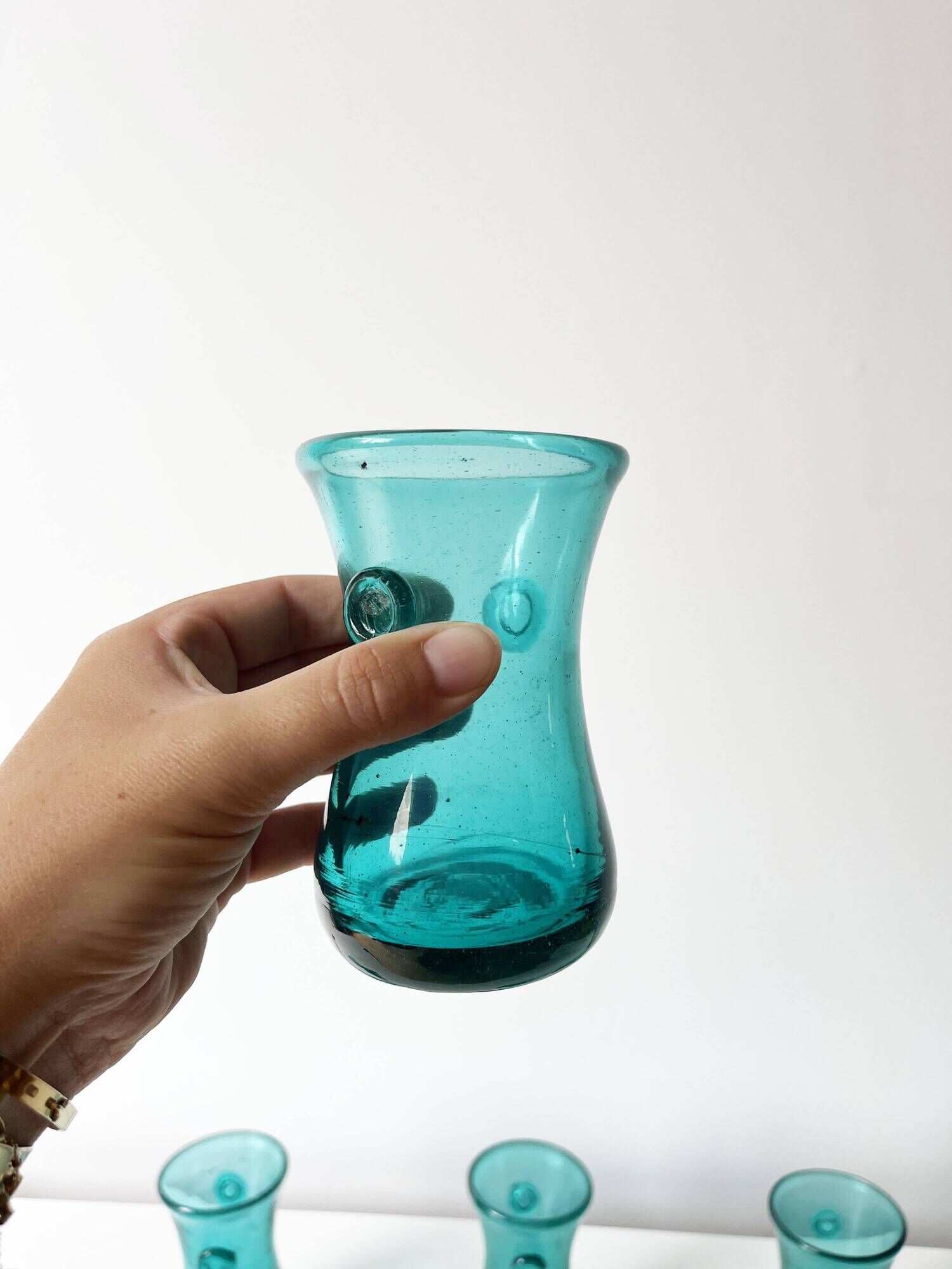 Set of bubble glass water glasses from the 1960s.