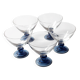 Set of 5 Mid-Century Blue Crystal Stem Coupes / Luigi Bormioli / Parma 1980