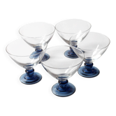 5 coupes à champagne en cristal bleu Luigi Bormioli, Parma 1980