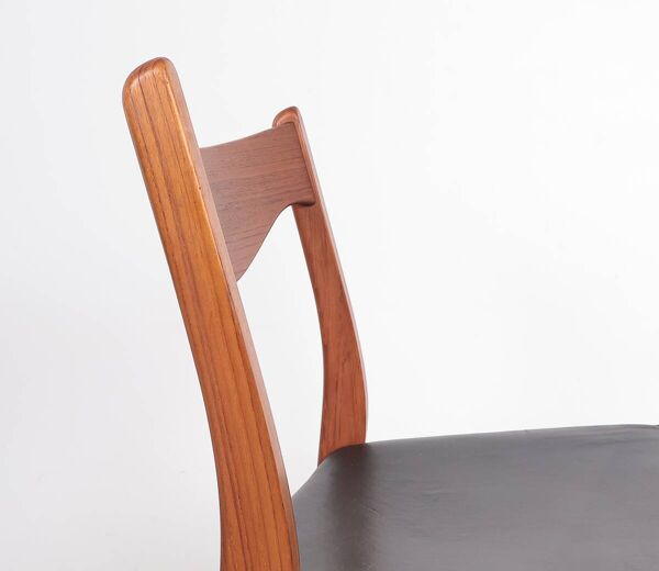 Chaises en teck et cuir par Arne Wahl Iversen pour Glyngøre Stolefabrik, 1960