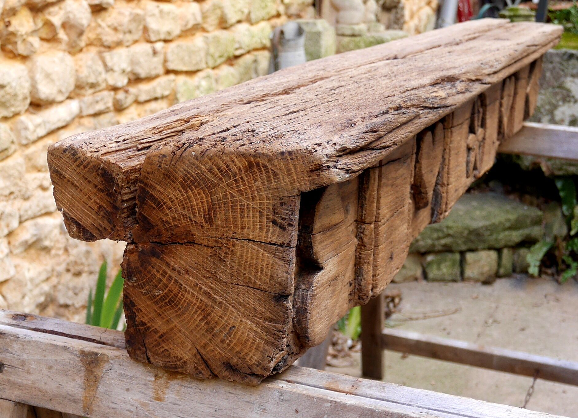 Old pediment beam carved lintel fireplace heart rosette