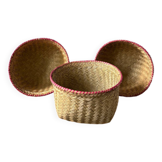 Set of 3 woven bamboo baskets