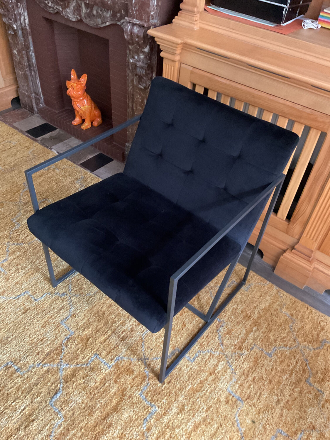 Cube velvet armchair