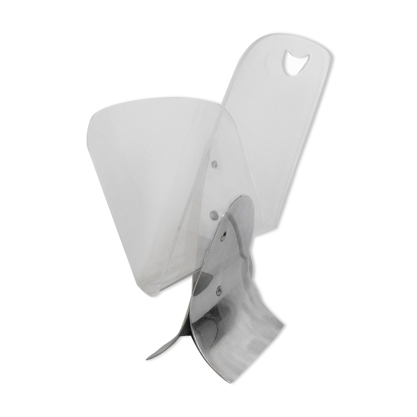 70s review holder in aluminum and plexiglas