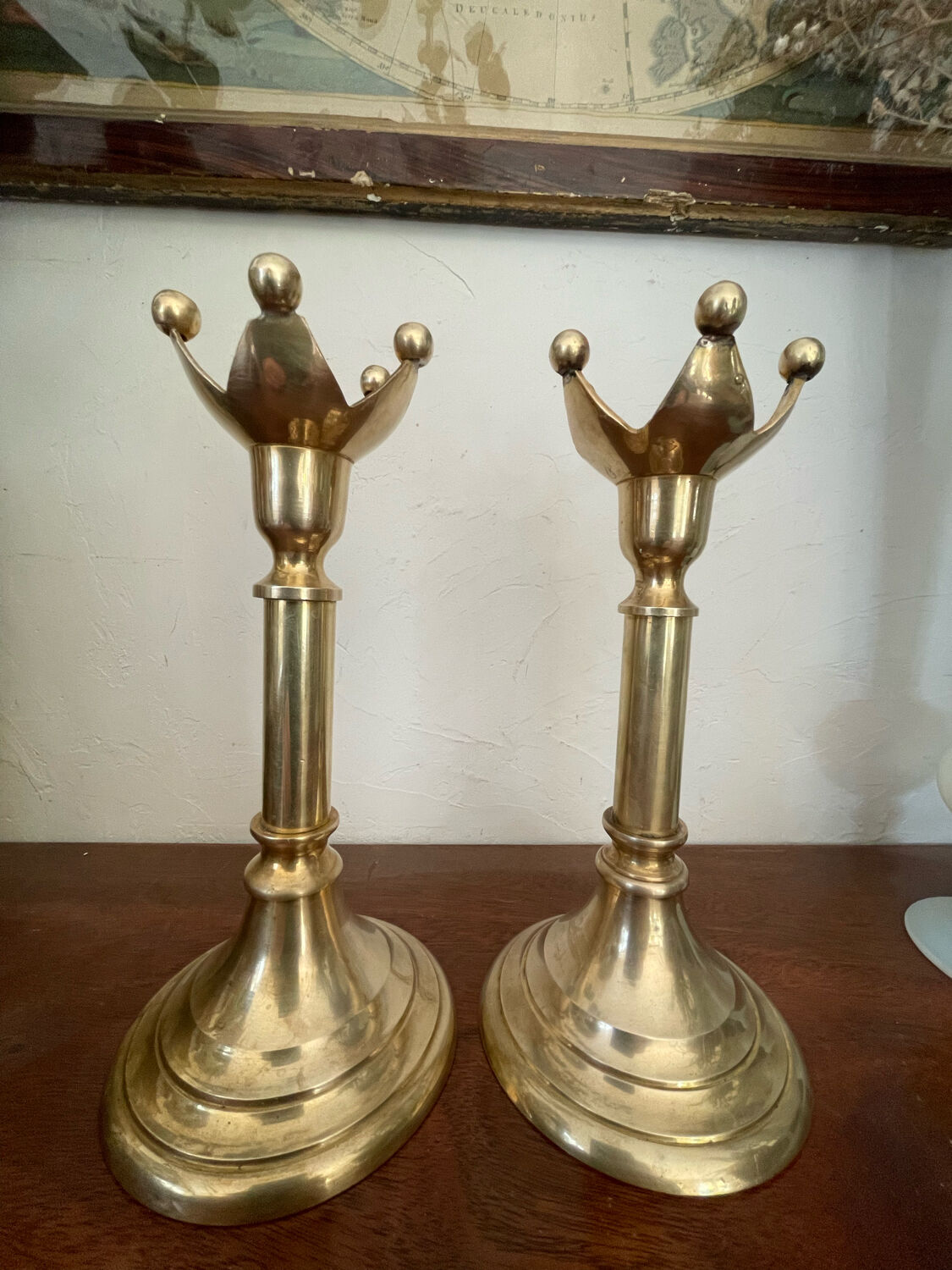 Pair of Scandinavian brass candle holders