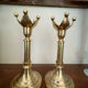 Pair of Scandinavian brass candle holders