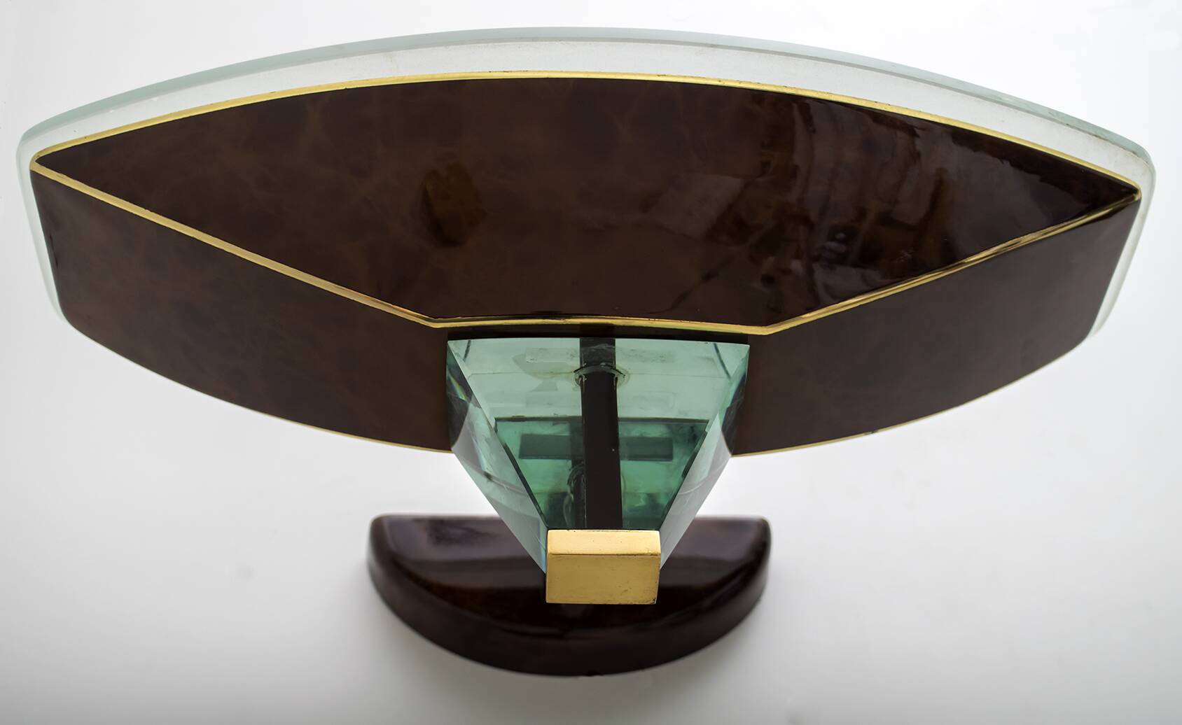 After Fontana Arte Pair of Modern Italian Glass and Brass Sconces, 1980s