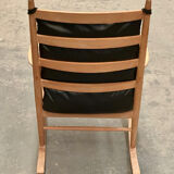 Scandinavian wooden and leather rocking chair