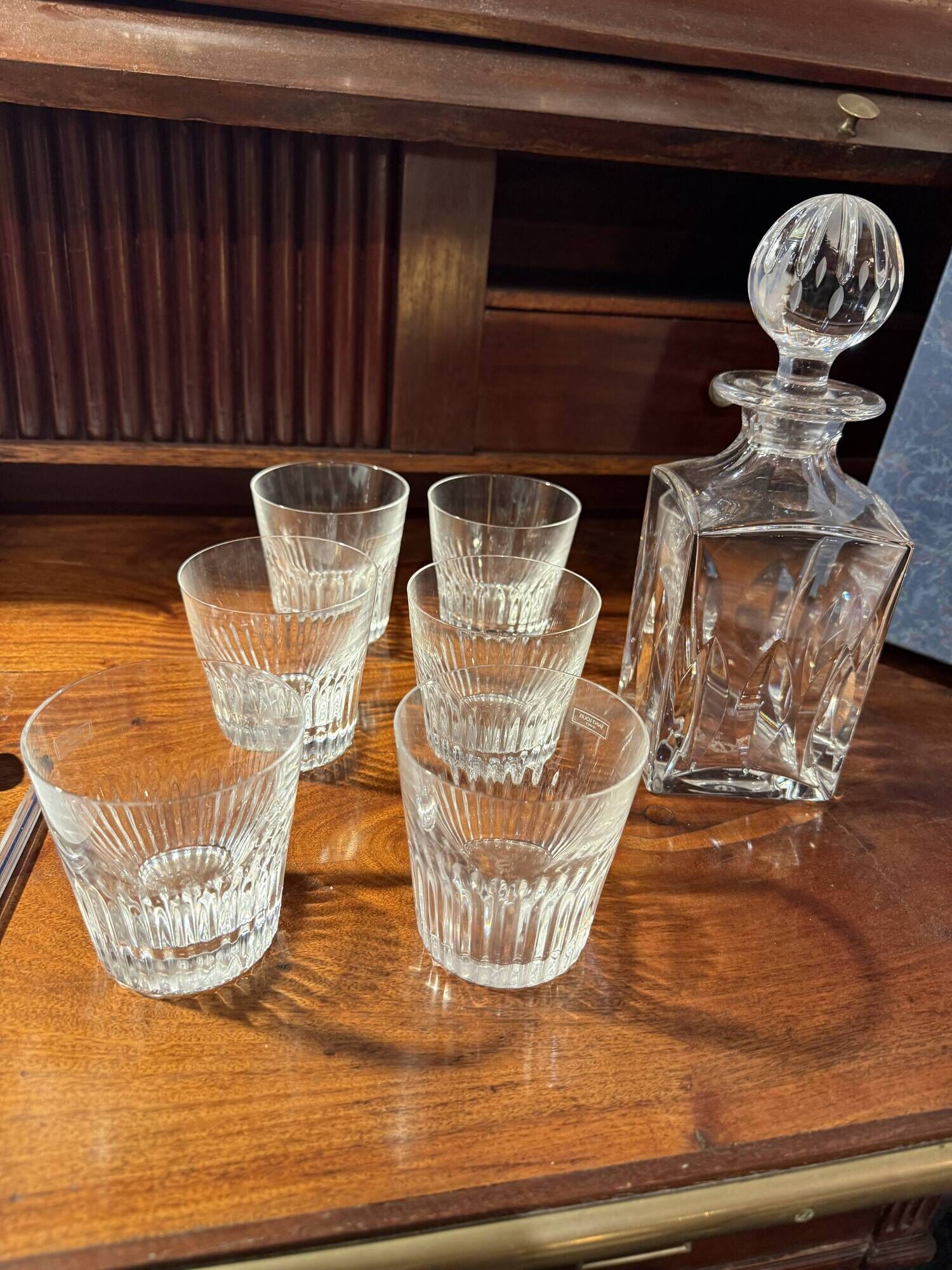 Service à whisky Saint-Louis modèle Manhattan Carafe et 6 gobelets cristal