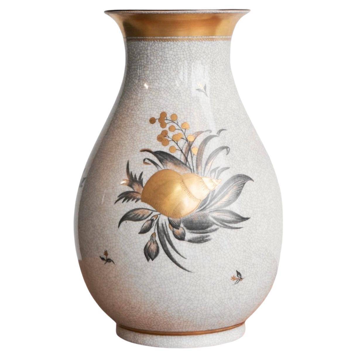 'Skaldyr' Vase Craquelé and Gold by Thorkild Olsen for Royal Copenhagen, 1930s