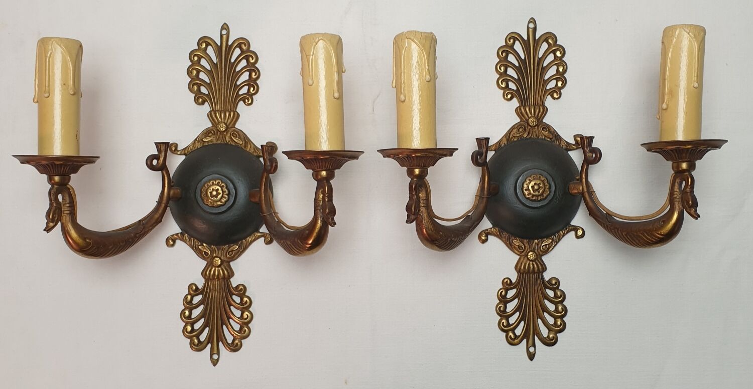 Pair of Empire style bronze sconces