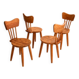 Set of 4 pine chairs by Torsten Claesson, Sweden circa 1950