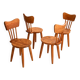 Set de 4 chaises en pin par Torsten Claesson, Suède circa 1950