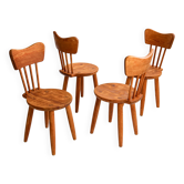 Set of 4 pine chairs by Torsten Claesson, Sweden circa 1950