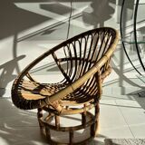 Pair of rattan shell armchairs, 1960s