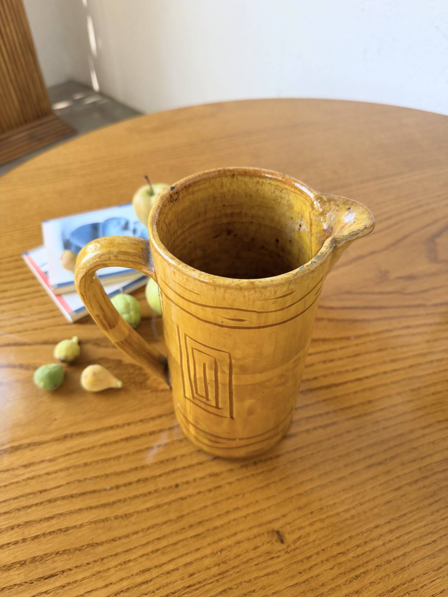 Vintage yellow glazed stoneware jug