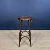 Set of 4 dark wood bar stools