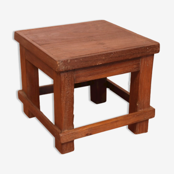 Table de chevet d'atelier en teck birman /idéal en sellette pour poser 1 plante ou e