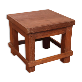 Old small Burmese teak workshop bedside table / ideal in a harness to put 1 plant or e