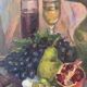 Russian still life with fruits and jug, oil on canvas signed 1986