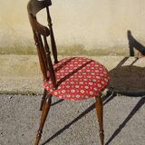 Vintage chairs, wooden, with splayed legs, both.