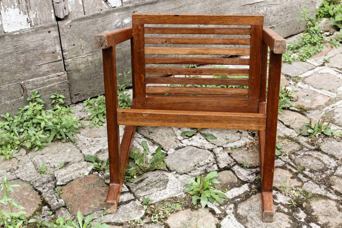 Wooden school desk and chair, 1950s