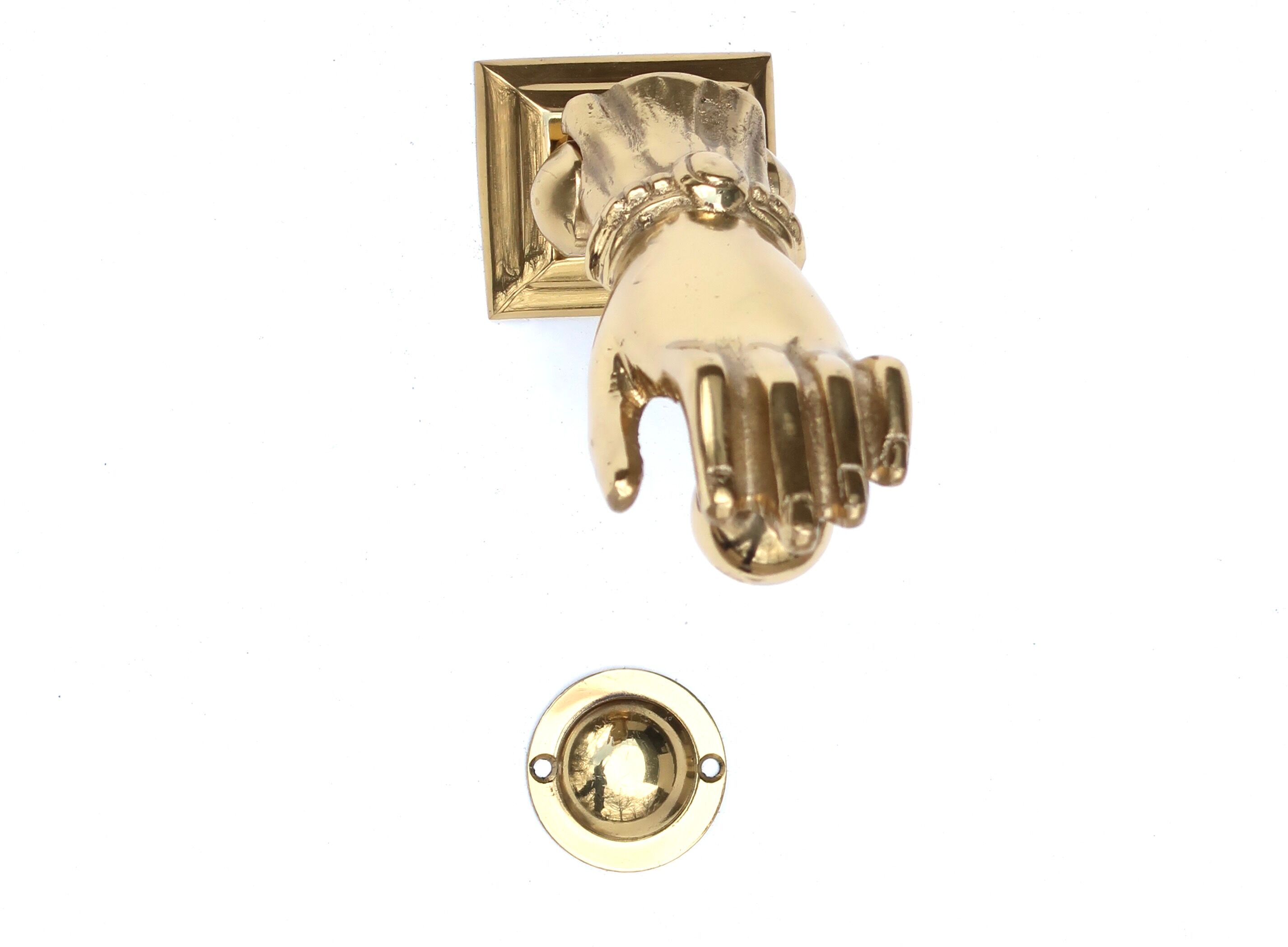 Brass hand-shaped door knocker, 1950s