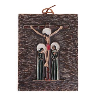 Emaux religieux sur plaque bronze