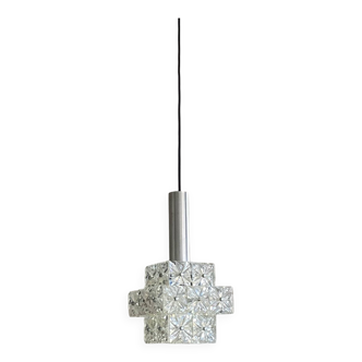 Suspension lustre en plexiglas pointe de diamant aluminium