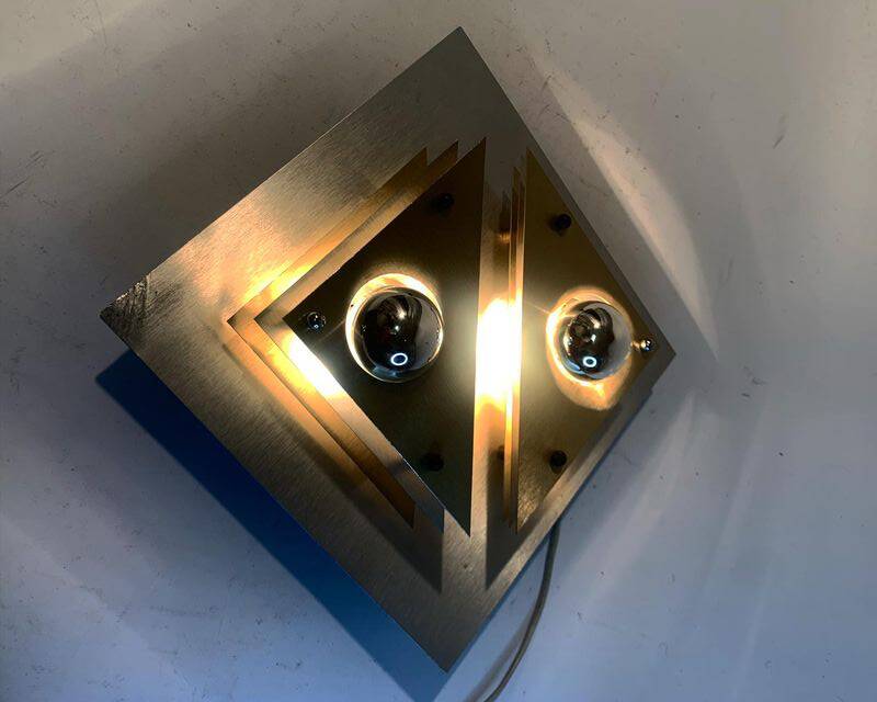 Vintage Wall Light • Steel Brass and Aluminum • 1970