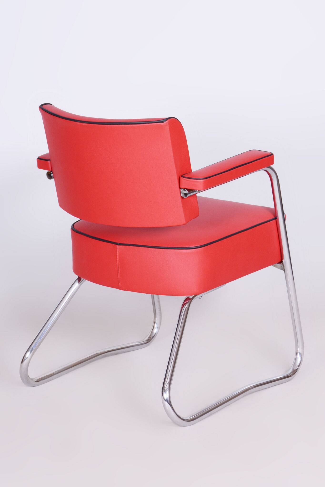 Restored Bauhaus Armchair, Mauser, G. Rohde, Chrome, Leather, Germany, 1930s