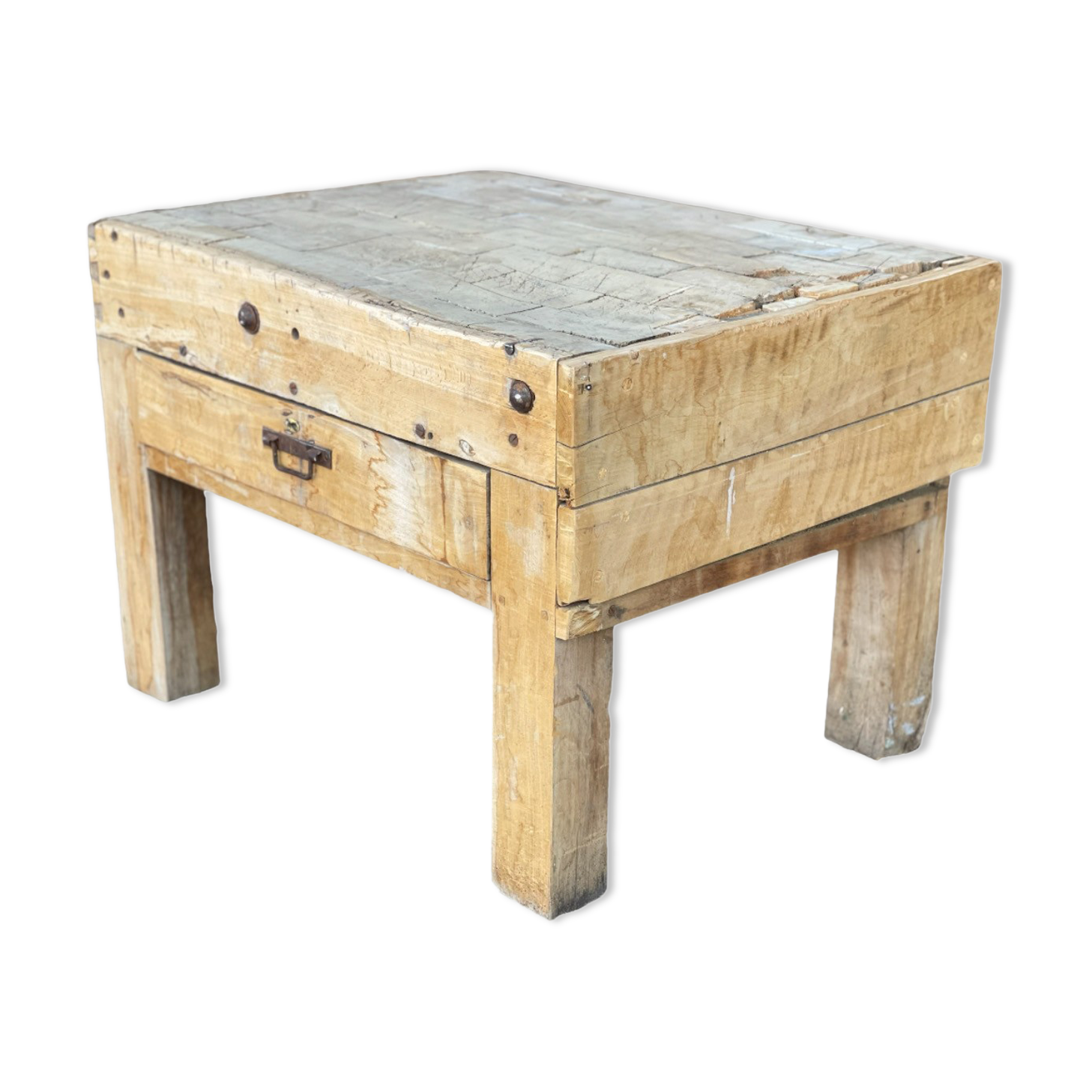 Small log workbench of Butchery solid wood 1930 ́
