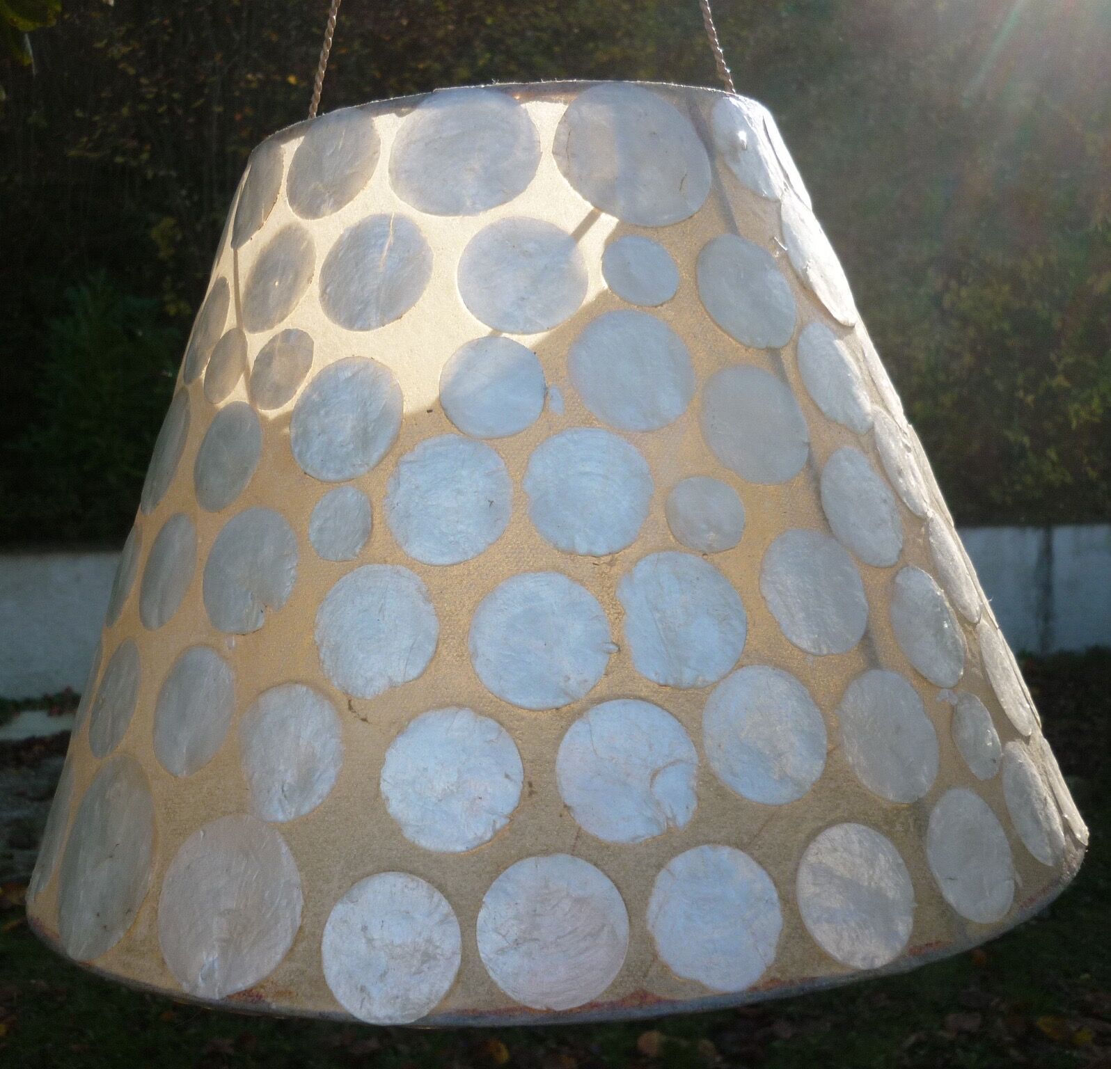Resin lampshades and vintage mother-of-pearl lozenges
