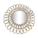 Round rattan mirror