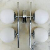 2 vintage double opaline globe wall lights 1960