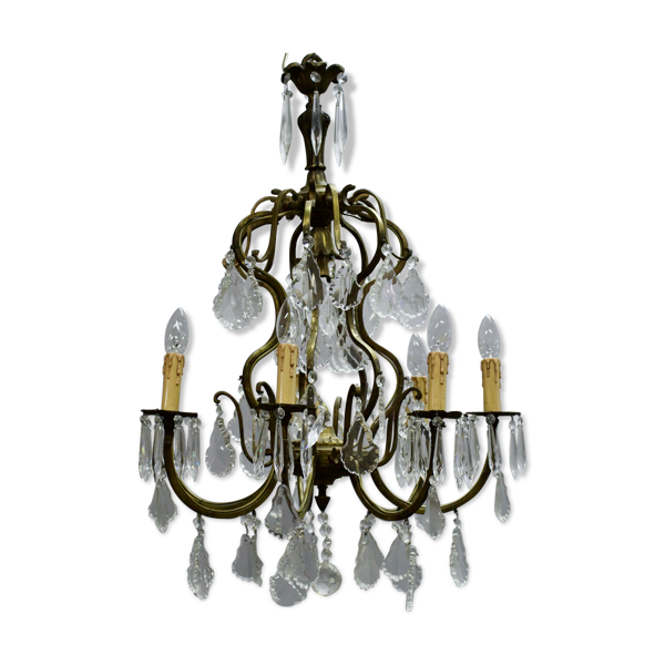 Lustre à pampilles en cristal XIXème