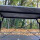 Oval bistro table in marble and petrol black steel, seats 4, 140cm