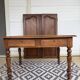 Antique Louis Philippe style desk - mustard yellow leather top