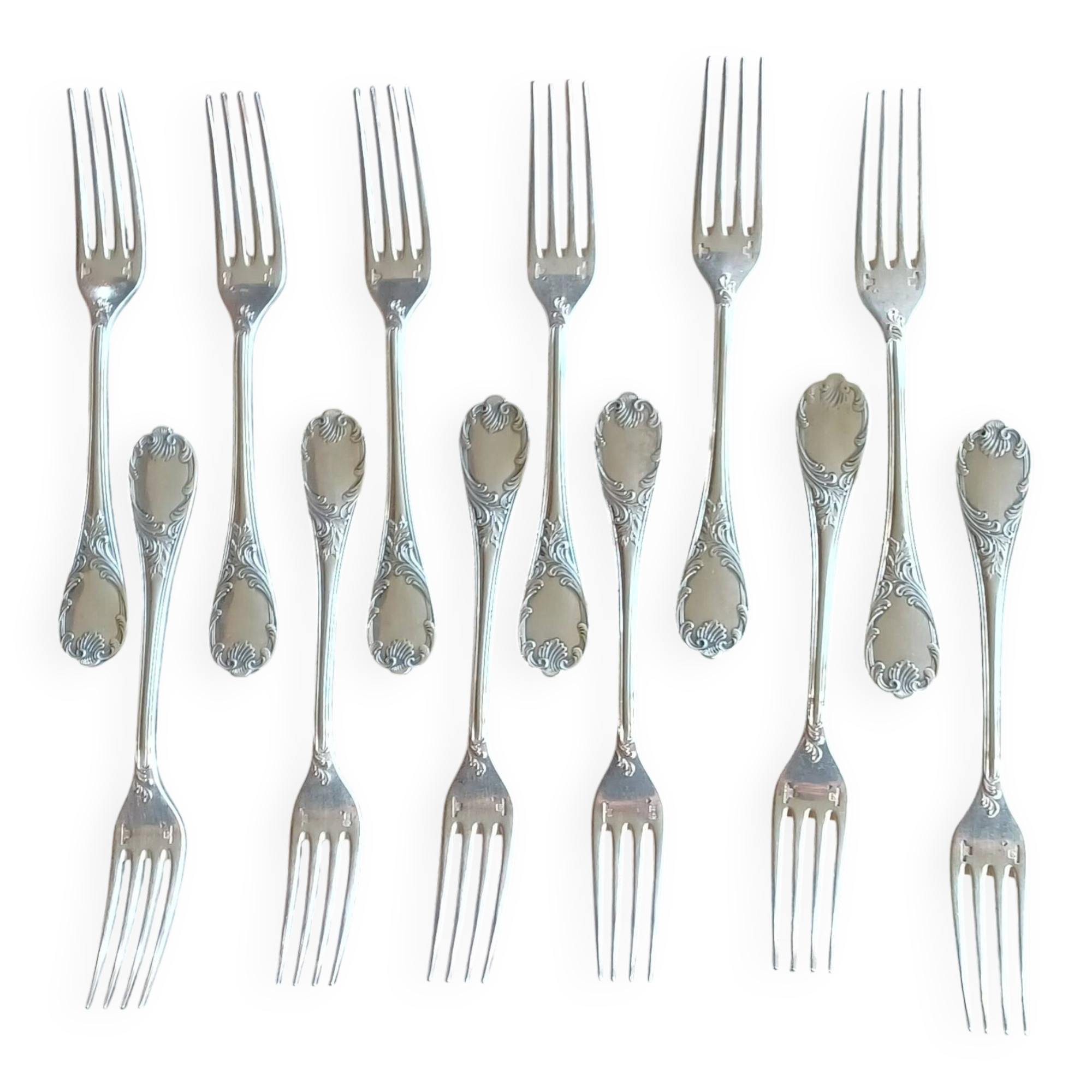 Christofle Marly 12 dessert forks, silver-plated, 17 cm
