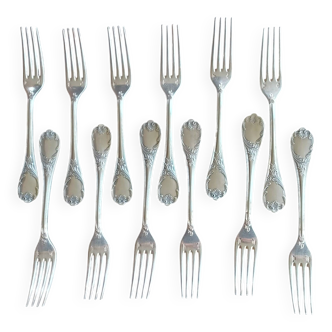 Christofle Marly 12 dessert forks, silver-plated, 17 cm