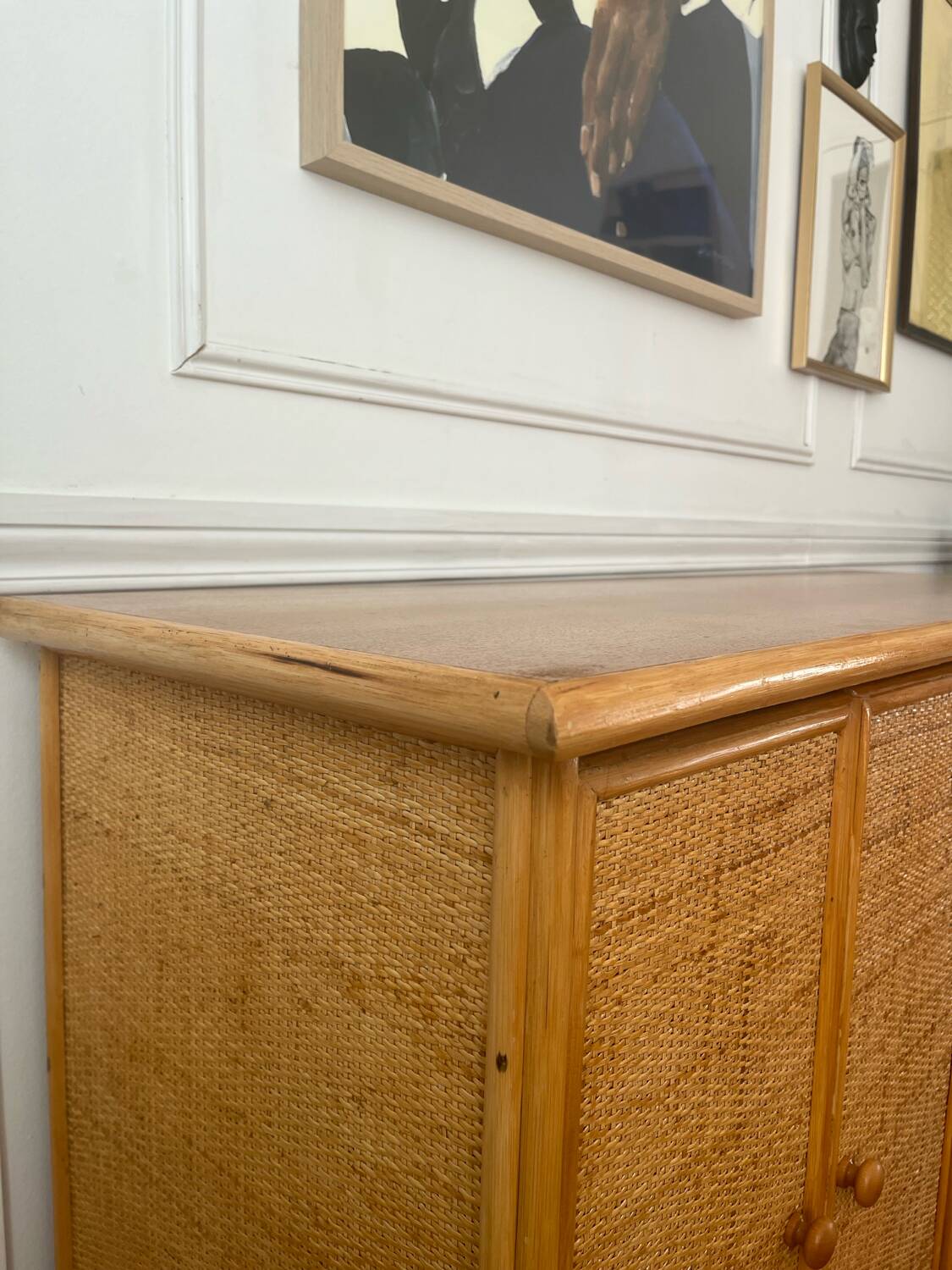 Vintage bamboo and rattan sideboard