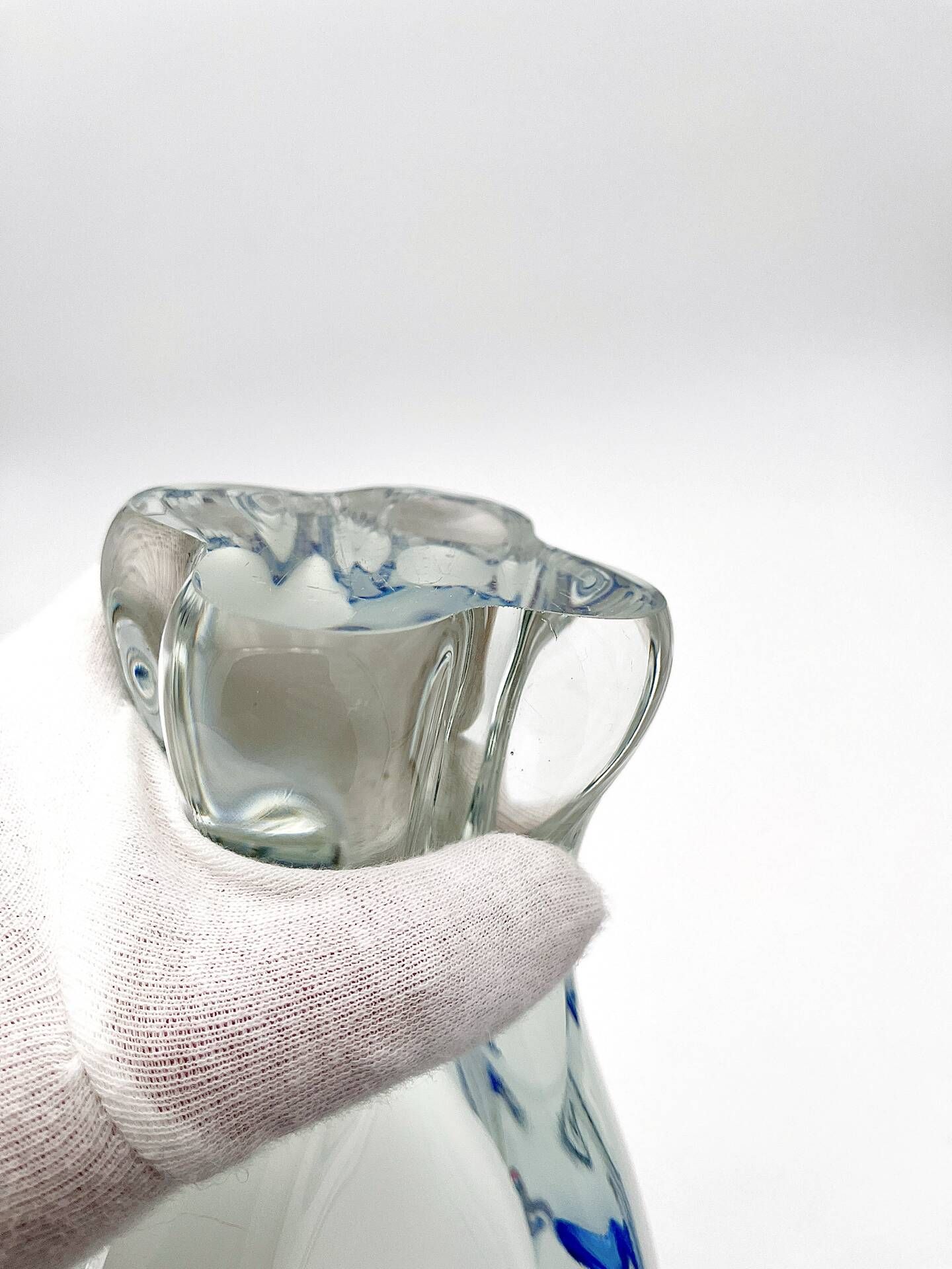 Monumental Vase Josef Hospodka Chribska Sommerso White Crystal 33cm