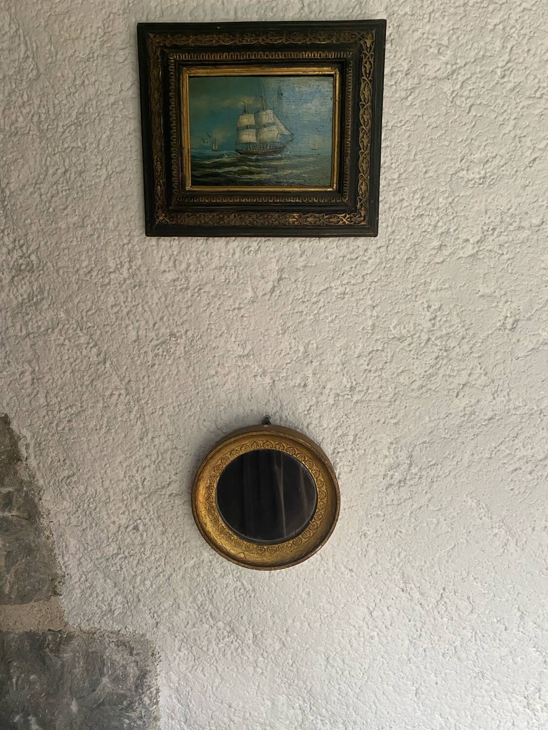 Small vintage wooden Venetian mirror
