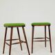 A pair of wood bar stools- Green premium wool - Rustic style/MCM