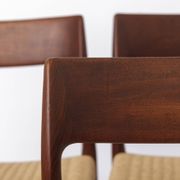Set of 4 Niels Møller Model 77 Chairs Dark Teak Danish Cord 1950s Danish